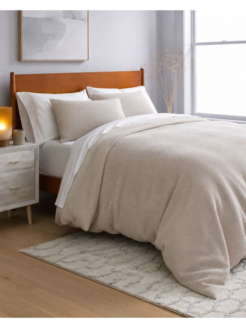 S24 | Quince Organic Luxe Honeycomb Duvet Cover King Cal King Sand NWT - Picture 10 of 11